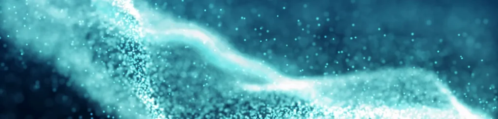 immagine astratta di un flusso di piccole particelle azzurre